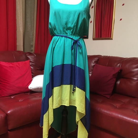 A-list blue yellow and green dress - Picture 2 of 5